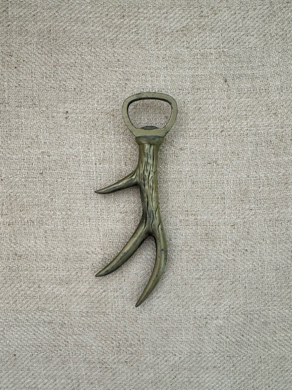 Vintage Brass Deer Antler Bottle Opener Rustic Barware